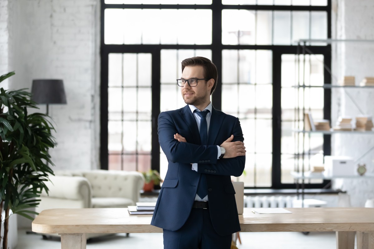 Young financial advisor looks forward to future390970101